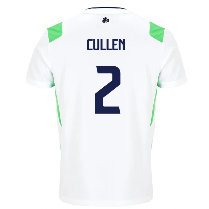 Danxen Mujer Camiseta Irlanda Josh Cullen #2 Blanco Verde Claro 2ª Equipación 26-28 La Camisa México