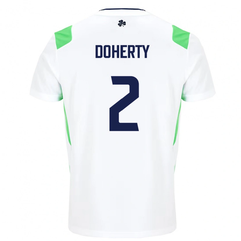 Danxen Mujer Camiseta Irlanda Matt Doherty #2 Blanco Verde Claro 2ª Equipación 26-28 La Camisa México