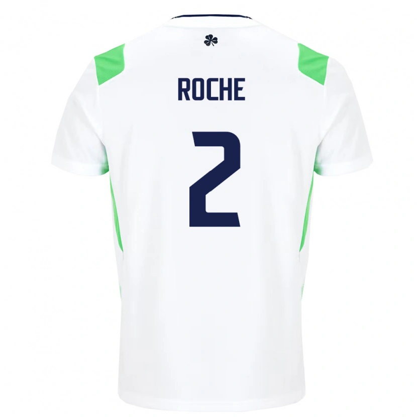 Danxen Mujer Camiseta Irlanda James Roche #2 Blanco Verde Claro 2ª Equipación 26-28 La Camisa México