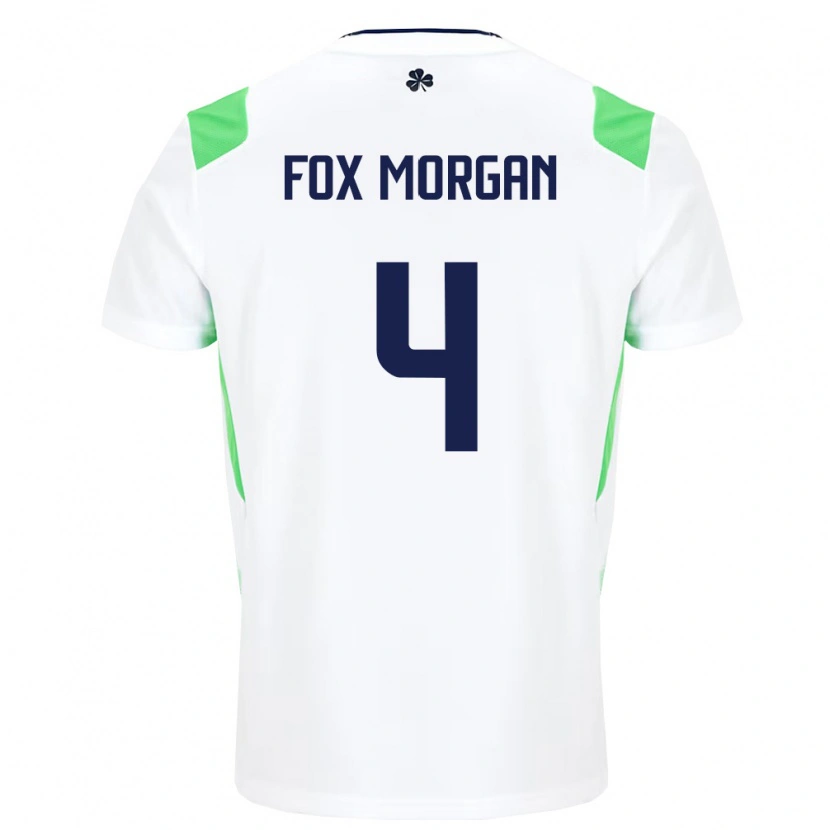 Danxen Mujer Camiseta Irlanda Robert Fox Morgan #4 Blanco Verde Claro 2ª Equipación 26-28 La Camisa México