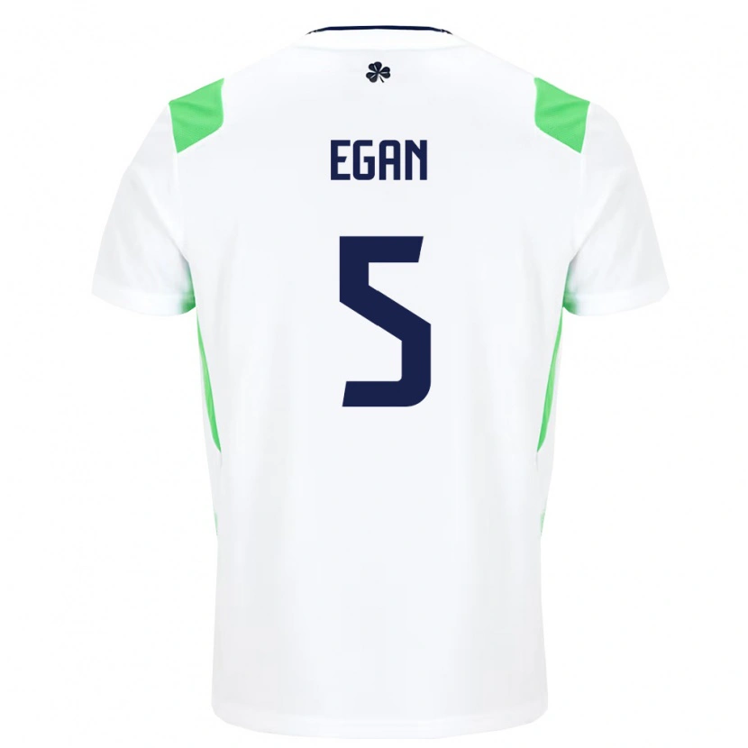 Danxen Mujer Camiseta Irlanda John Egan #5 Blanco Verde Claro 2ª Equipación 26-28 La Camisa México
