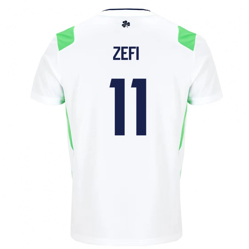 Danxen Mujer Camiseta Irlanda Kevin Zefi #11 Blanco Verde Claro 2ª Equipación 26-28 La Camisa México