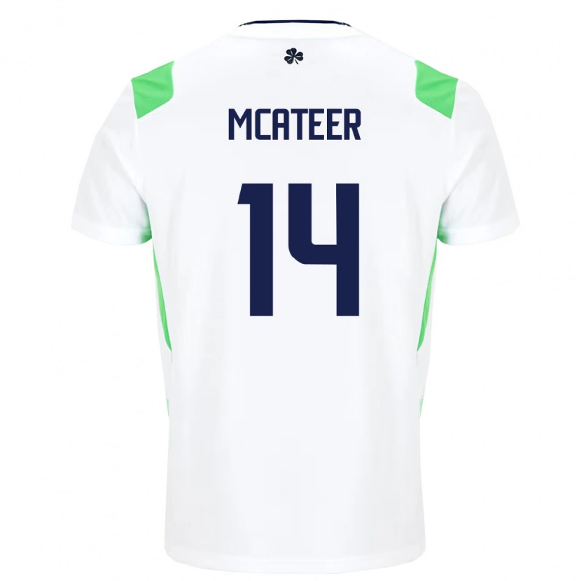 Danxen Mujer Camiseta Irlanda Gavin Mcateer #14 Blanco Verde Claro 2ª Equipación 26-28 La Camisa México