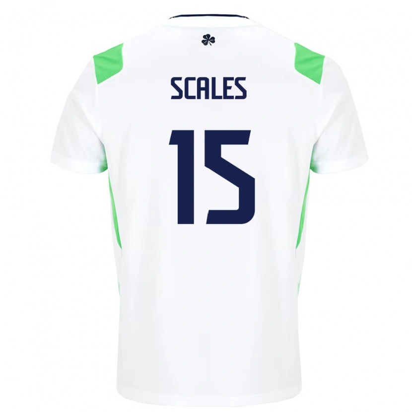 Danxen Mujer Camiseta Irlanda Liam Scales #15 Blanco Verde Claro 2ª Equipación 26-28 La Camisa México