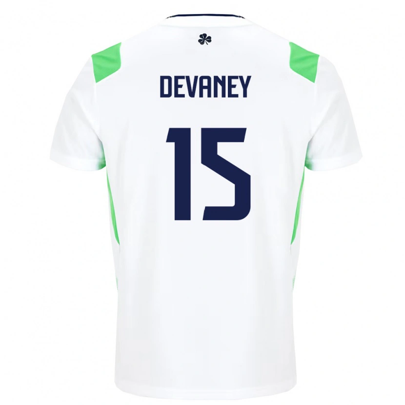 Danxen Mujer Camiseta Irlanda Jacob Devaney #15 Blanco Verde Claro 2ª Equipación 26-28 La Camisa México