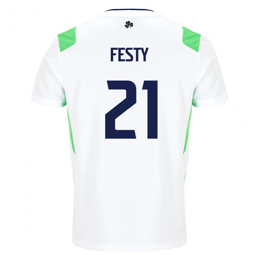 Danxen Mujer Camiseta Irlanda Festy Ebosele #21 Blanco Verde Claro 2ª Equipación 26-28 La Camisa México