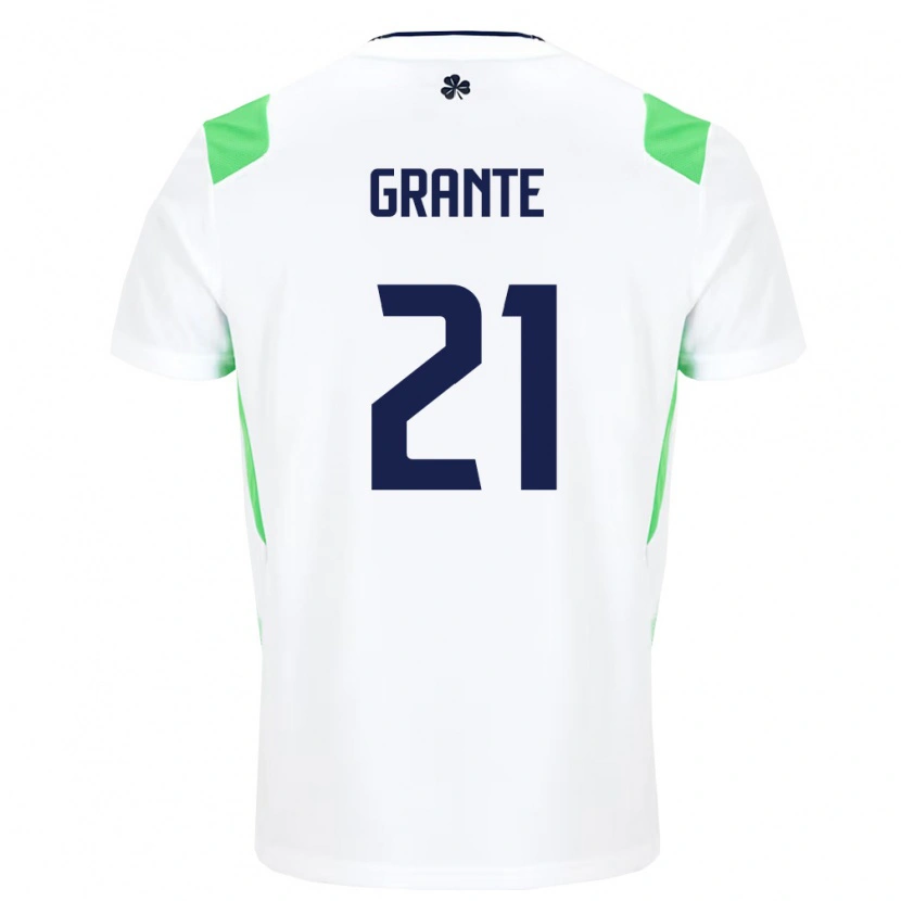 Danxen Mujer Camiseta Irlanda Jake Grante #21 Blanco Verde Claro 2ª Equipación 26-28 La Camisa México