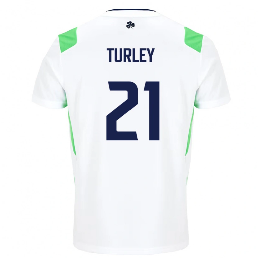 Danxen Mujer Camiseta Irlanda Freddie Turley #21 Blanco Verde Claro 2ª Equipación 26-28 La Camisa México