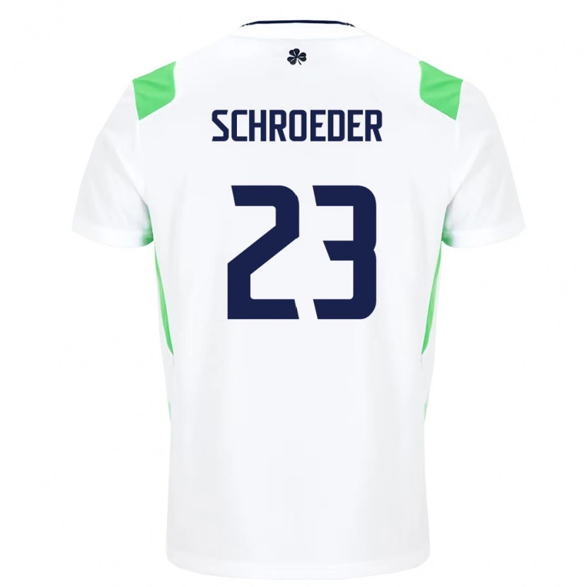 Danxen Mujer Camiseta Irlanda Patricio Schroeder #23 Blanco Verde Claro 2ª Equipación 26-28 La Camisa México