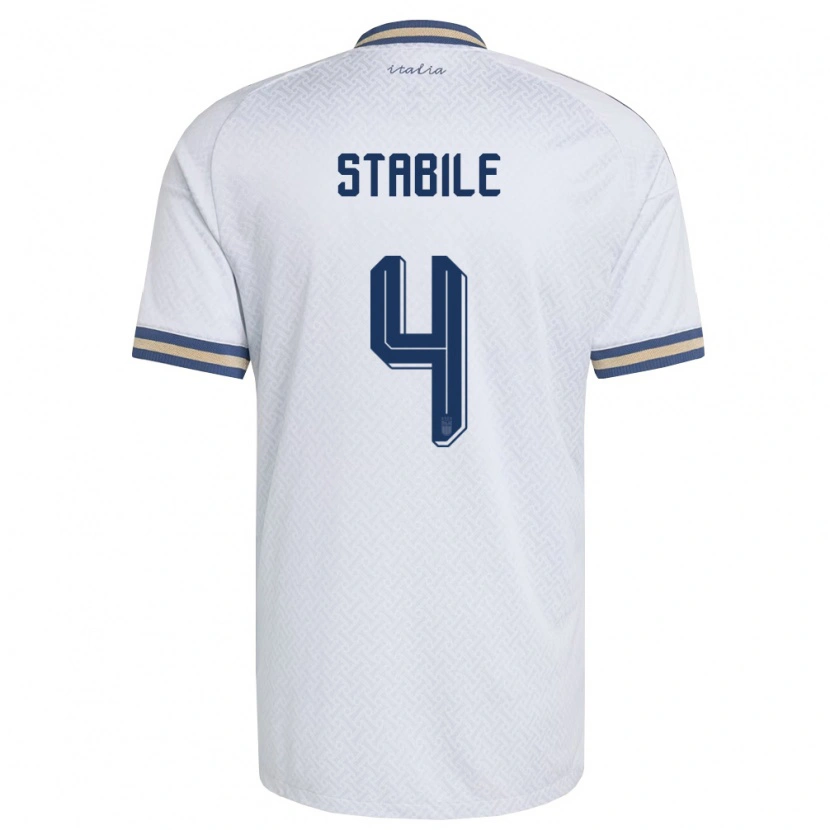 Danxen Mujer Camiseta Italia Giacomo Stabile #4 Marfil Marino Oro 2ª Equipación 26-28 La Camisa México