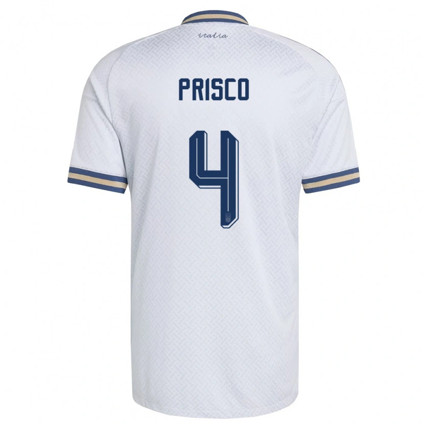 Danxen Mujer Camiseta Italia Vincenzo Prisco #4 Marfil Marino Oro 2ª Equipación 26-28 La Camisa México