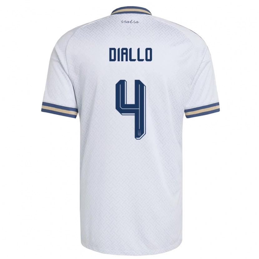 Danxen Mujer Camiseta Italia Djibril Diallo #4 Marfil Marino Oro 2ª Equipación 26-28 La Camisa México