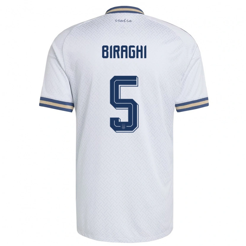 Danxen Mujer Camiseta Italia Cristiano Biraghi #5 Marfil Marino Oro 2ª Equipación 26-28 La Camisa México