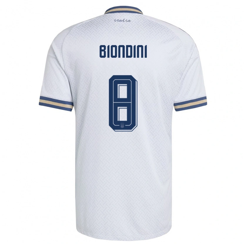 Danxen Mujer Camiseta Italia Edoardo Biondini #8 Marfil Marino Oro 2ª Equipación 26-28 La Camisa México