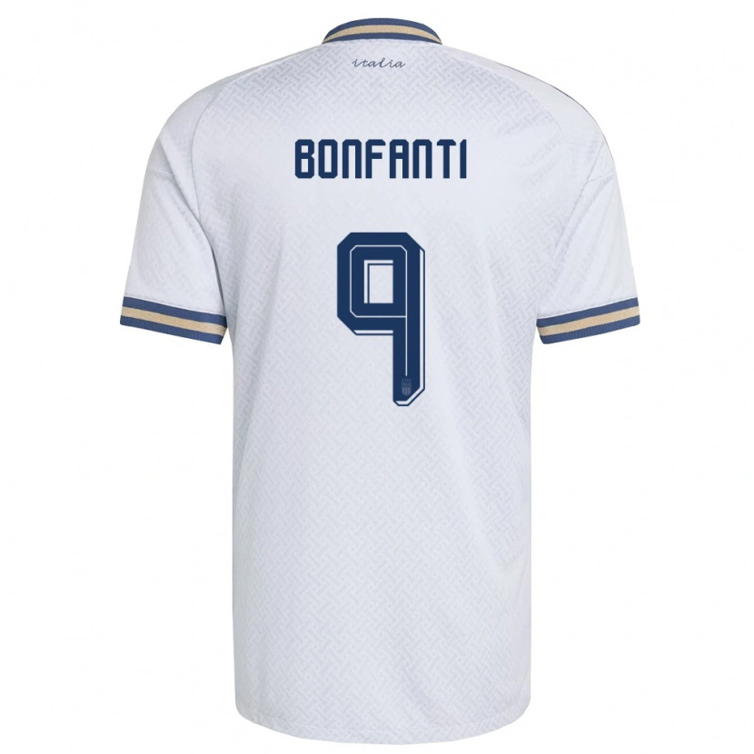 Danxen Mujer Camiseta Italia Nicholas Bonfanti #9 Marfil Marino Oro 2ª Equipación 26-28 La Camisa México