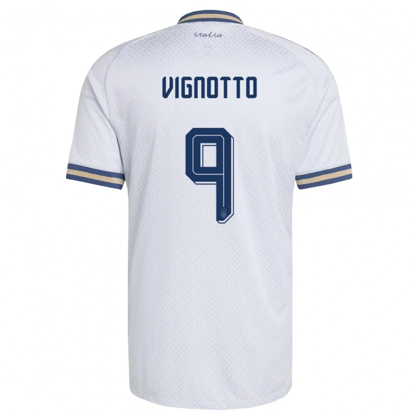 Danxen Mujer Camiseta Italia Elisabetta Vignotto #9 Marfil Marino Oro 2ª Equipación 26-28 La Camisa México