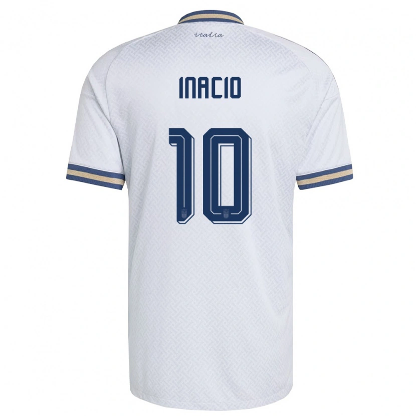 Danxen Mujer Camiseta Italia Samuele Inácio #10 Marfil Marino Oro 2ª Equipación 26-28 La Camisa México