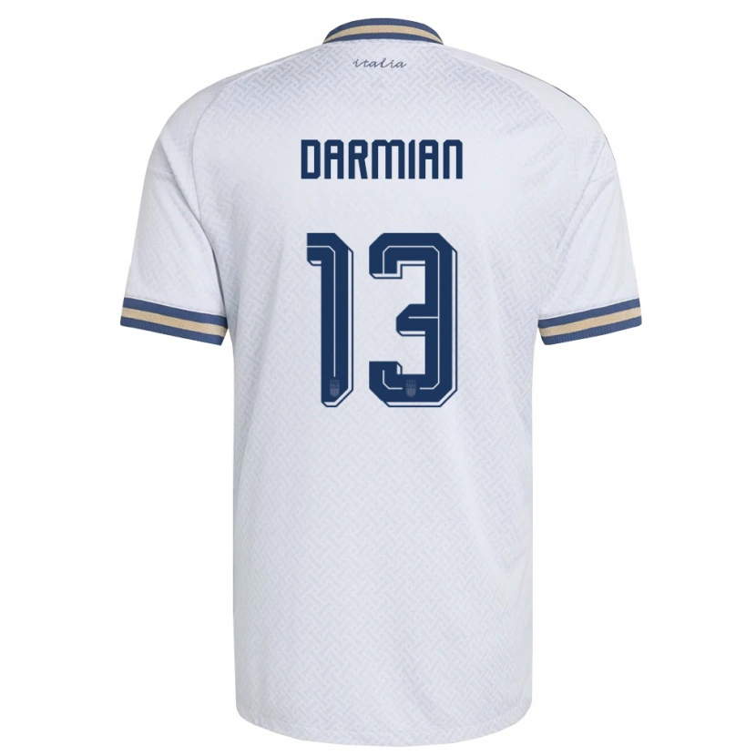Danxen Mujer Camiseta Italia Matteo Darmian #13 Marfil Marino Oro 2ª Equipación 26-28 La Camisa México