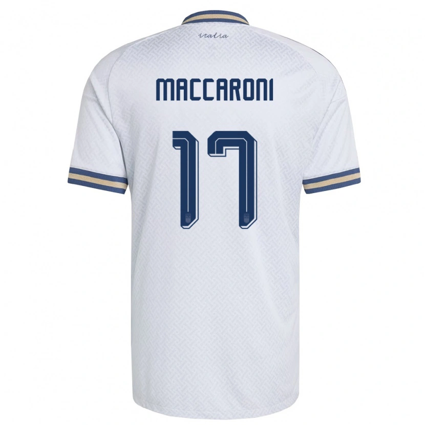 Danxen Mujer Camiseta Italia Valerio Maccaroni #17 Marfil Marino Oro 2ª Equipación 26-28 La Camisa México