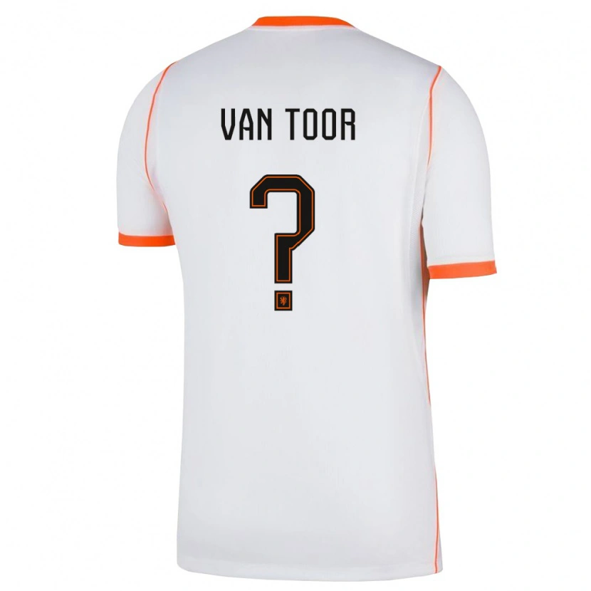 Danxen Mujer Camiseta Países Bajos Julian Van Toor #0 Blanco Naranja 2ª Equipación 26-28 La Camisa México