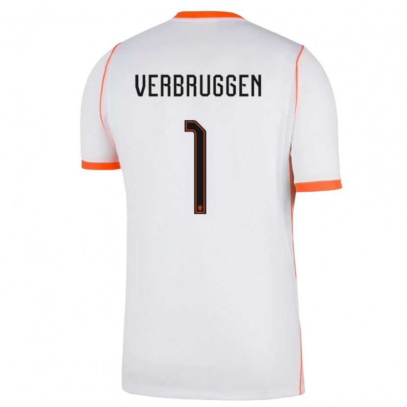 Danxen Mujer Camiseta Países Bajos Bart Verbruggen #1 Blanco Naranja 2ª Equipación 26-28 La Camisa México