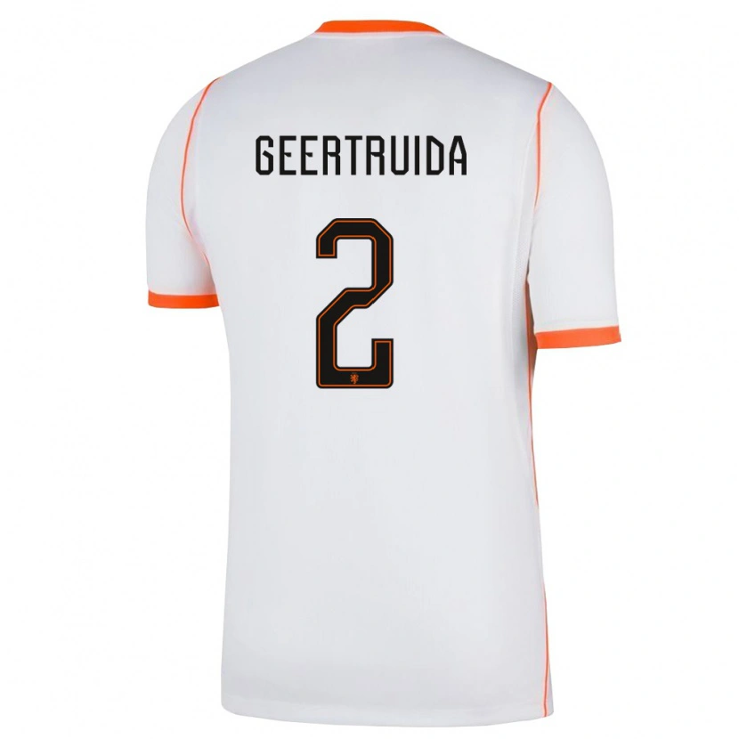 Danxen Mujer Camiseta Países Bajos Lutsharel Geertruida #2 Blanco Naranja 2ª Equipación 26-28 La Camisa México