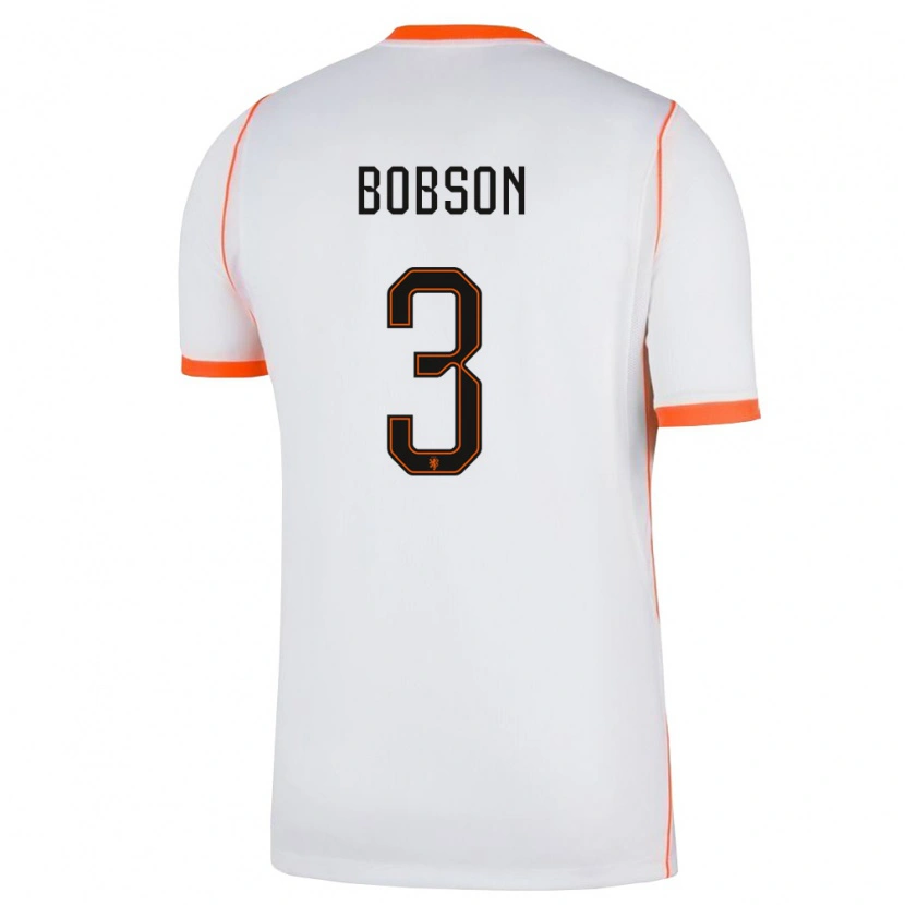 Danxen Mujer Camiseta Países Bajos Ersien Bobson #3 Blanco Naranja 2ª Equipación 26-28 La Camisa México