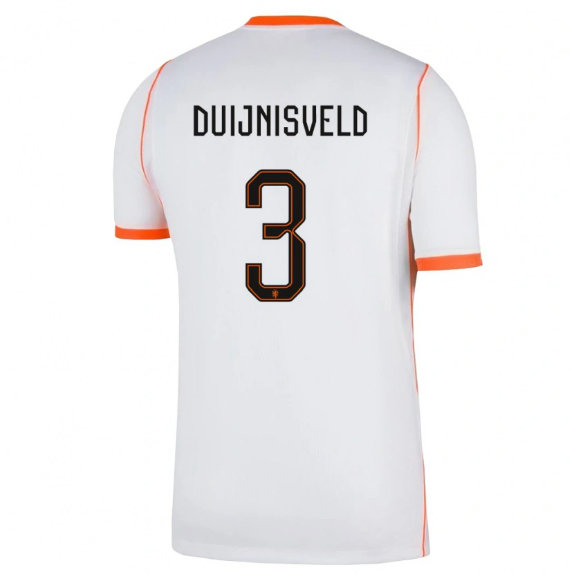 Danxen Mujer Camiseta Países Bajos Owen Duijnisveld #3 Blanco Naranja 2ª Equipación 26-28 La Camisa México