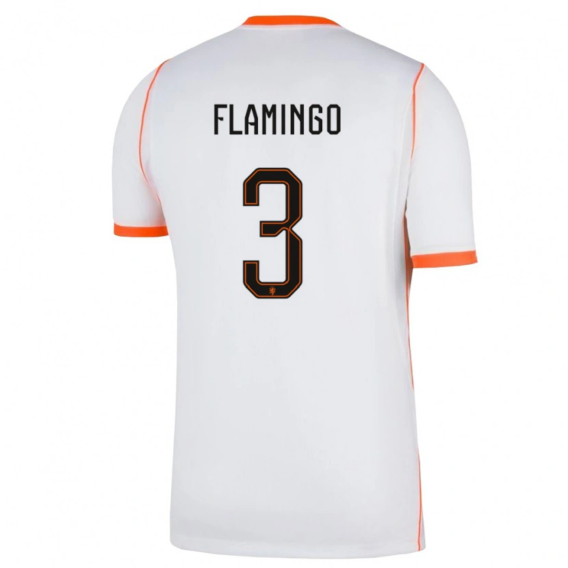 Danxen Mujer Camiseta Países Bajos Ryan Flamingo #3 Blanco Naranja 2ª Equipación 26-28 La Camisa México