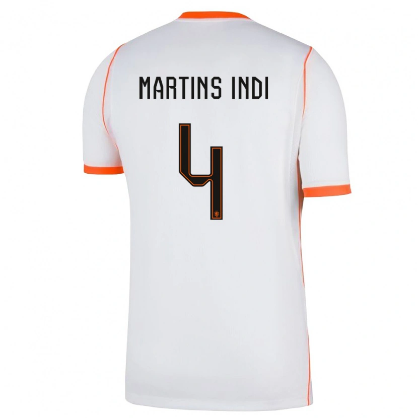 Danxen Mujer Camiseta Países Bajos Bruno Martins Indi #4 Blanco Naranja 2ª Equipación 26-28 La Camisa México