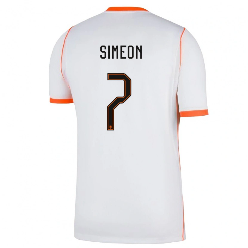 Danxen Mujer Camiseta Países Bajos Jeshurun Simeon #7 Blanco Naranja 2ª Equipación 26-28 La Camisa México