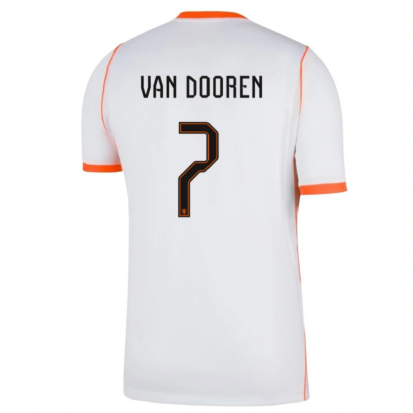 Danxen Mujer Camiseta Países Bajos Kayleigh Van Dooren #7 Blanco Naranja 2ª Equipación 26-28 La Camisa México