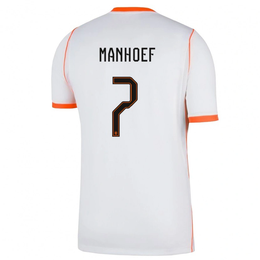 Danxen Mujer Camiseta Países Bajos Million Manhoef #7 Blanco Naranja 2ª Equipación 26-28 La Camisa México