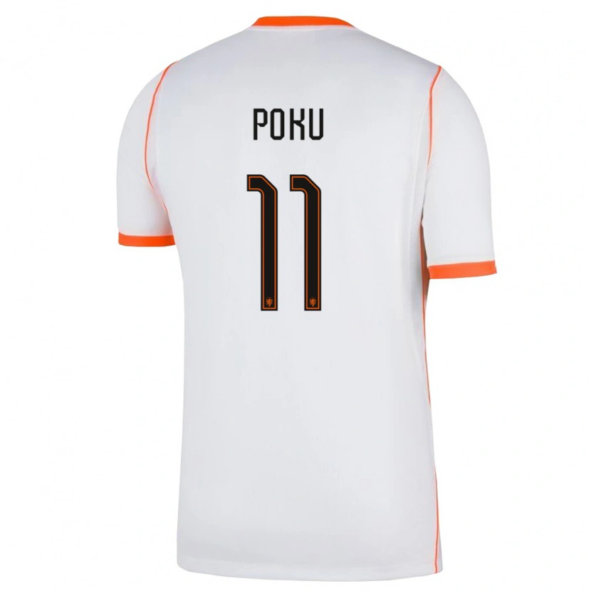 Danxen Mujer Camiseta Países Bajos Ernest Poku #11 Blanco Naranja 2ª Equipación 26-28 La Camisa México