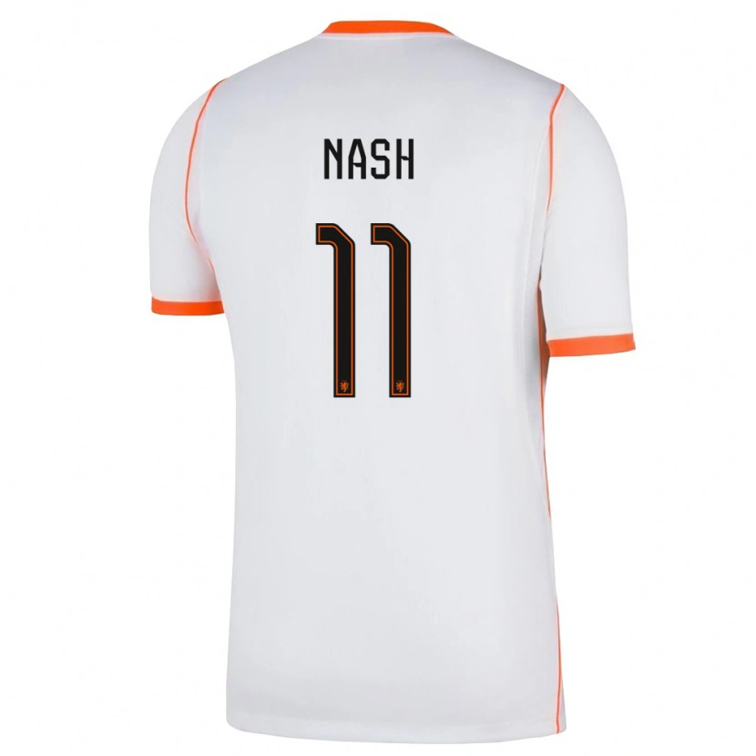 Danxen Mujer Camiseta Países Bajos Pharell Nash #11 Blanco Naranja 2ª Equipación 26-28 La Camisa México