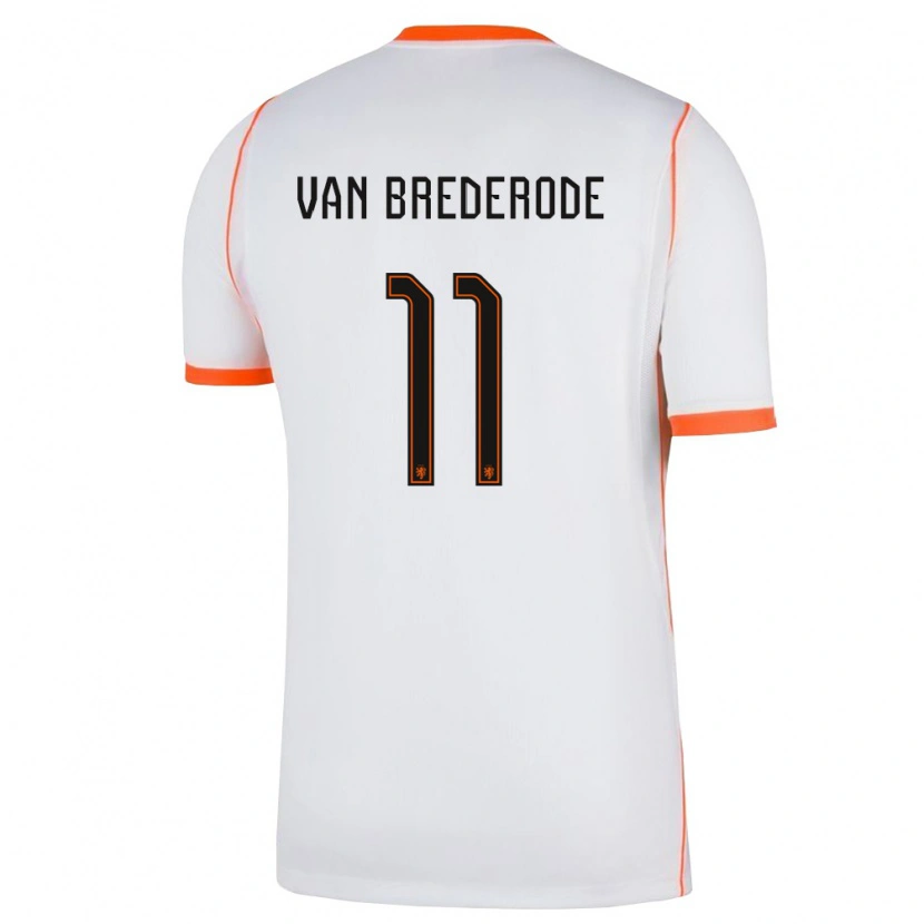 Danxen Mujer Camiseta Países Bajos Myron Van Brederode #11 Blanco Naranja 2ª Equipación 26-28 La Camisa México