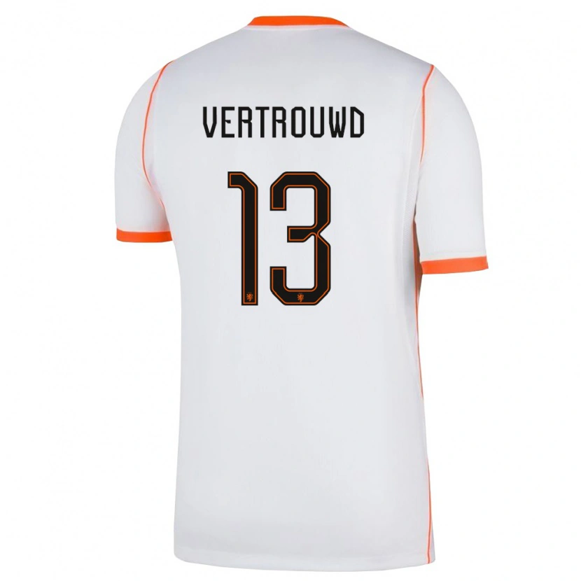Danxen Mujer Camiseta Países Bajos Jozhua Vertrouwd #13 Blanco Naranja 2ª Equipación 26-28 La Camisa México