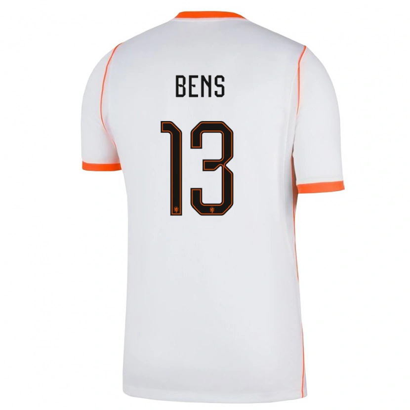 Danxen Mujer Camiseta Países Bajos Teun Bens #13 Blanco Naranja 2ª Equipación 26-28 La Camisa México