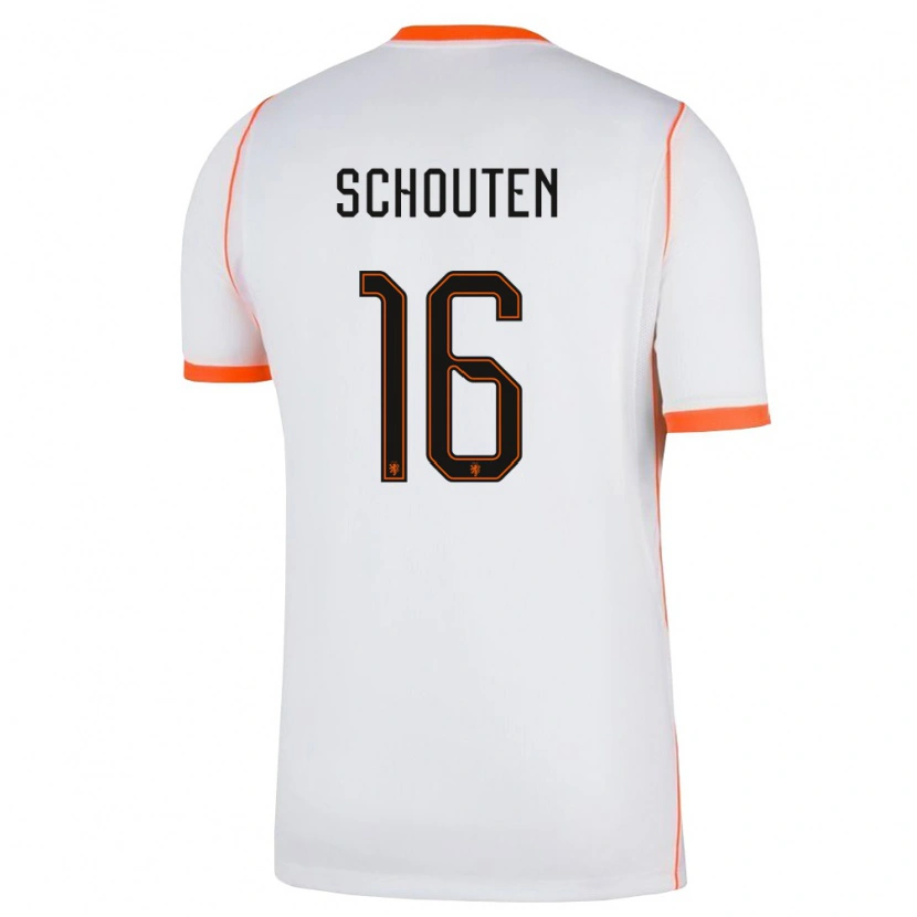 Danxen Mujer Camiseta Países Bajos Jerdy Schouten #16 Blanco Naranja 2ª Equipación 26-28 La Camisa México