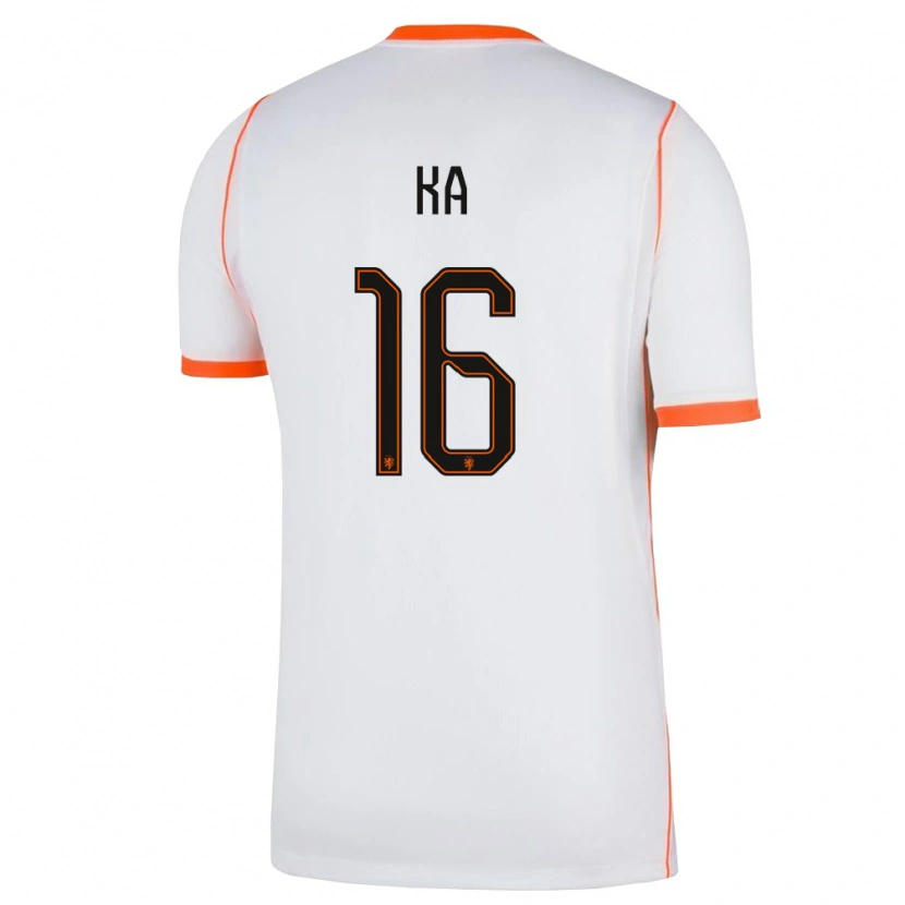 Danxen Mujer Camiseta Países Bajos Ismail Ka #16 Blanco Naranja 2ª Equipación 26-28 La Camisa México