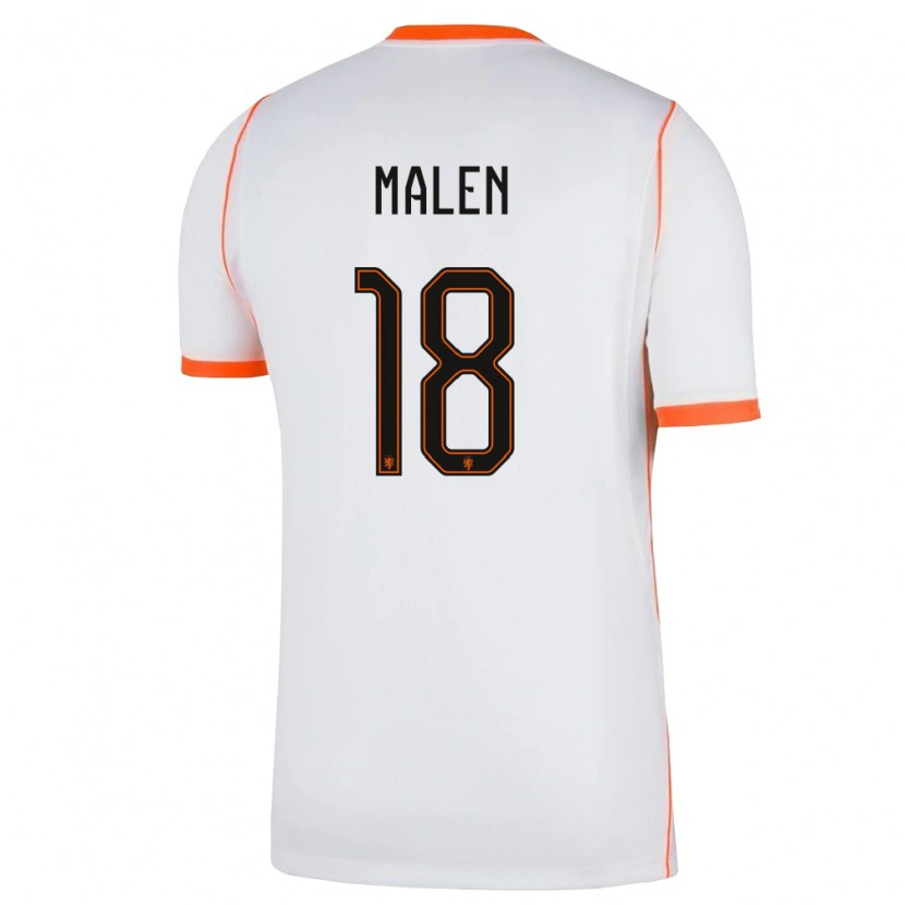 Danxen Mujer Camiseta Países Bajos Donyell Malen #18 Blanco Naranja 2ª Equipación 26-28 La Camisa México