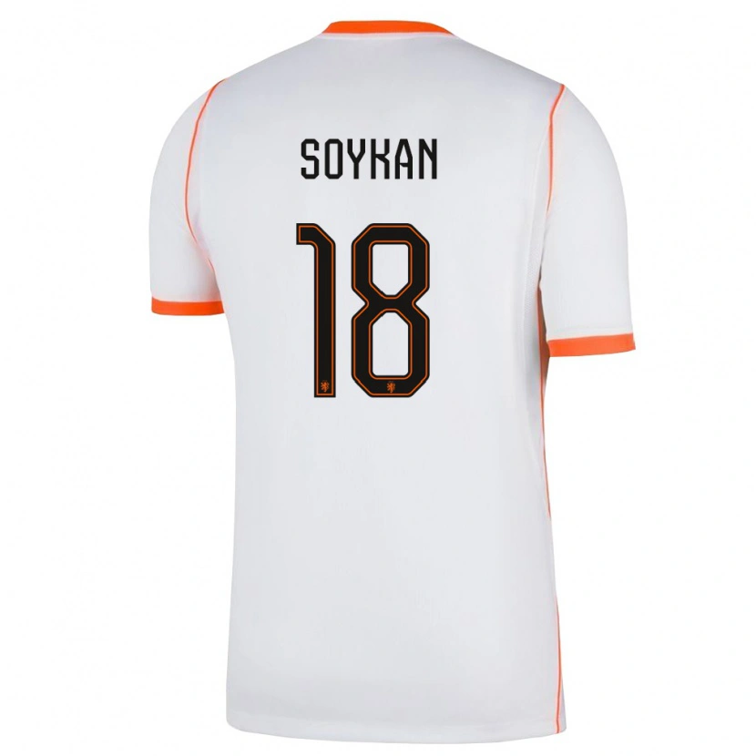 Danxen Mujer Camiseta Países Bajos Aykan Soykan #18 Blanco Naranja 2ª Equipación 26-28 La Camisa México