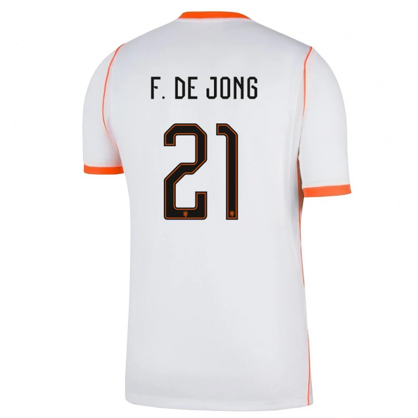 Danxen Mujer Camiseta Países Bajos Frenkie De Jong #21 Blanco Naranja 2ª Equipación 26-28 La Camisa México