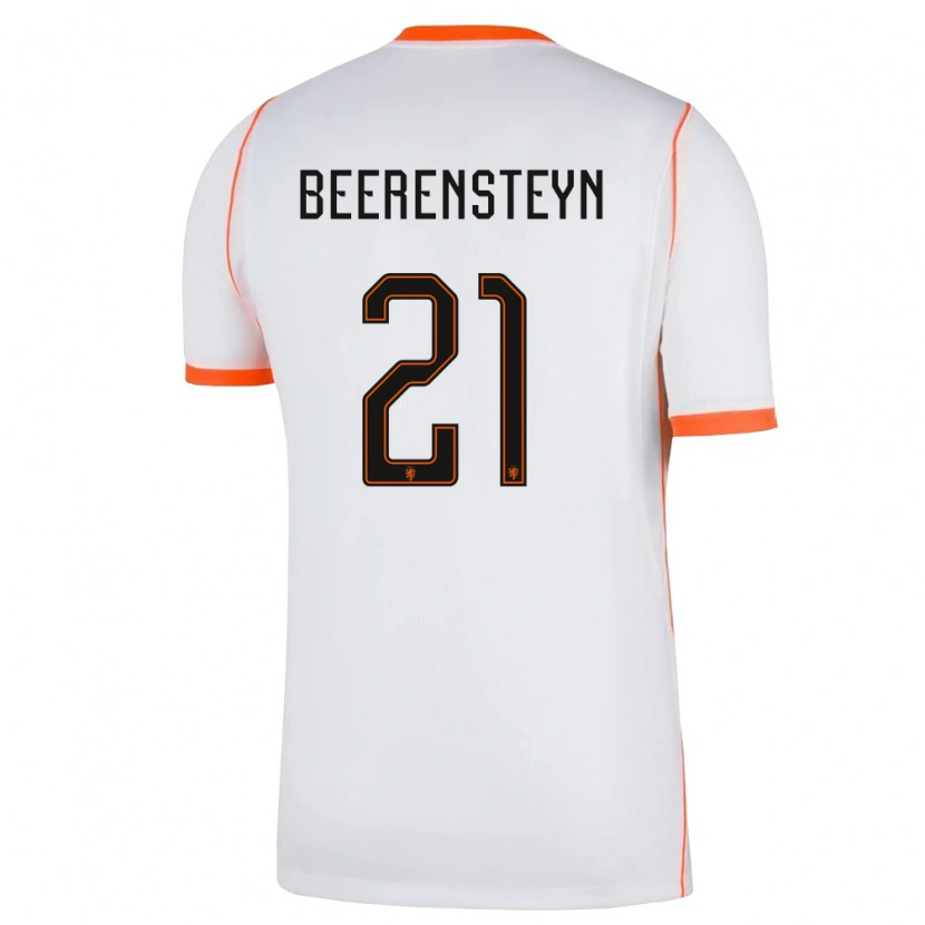 Danxen Mujer Camiseta Países Bajos Lineth Beerensteyn #21 Blanco Naranja 2ª Equipación 26-28 La Camisa México