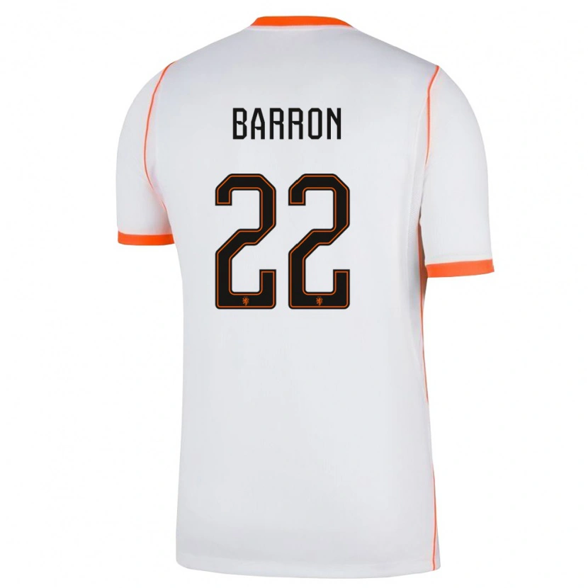 Danxen Mujer Camiseta Países Bajos Eternal Barron #22 Blanco Naranja 2ª Equipación 26-28 La Camisa México