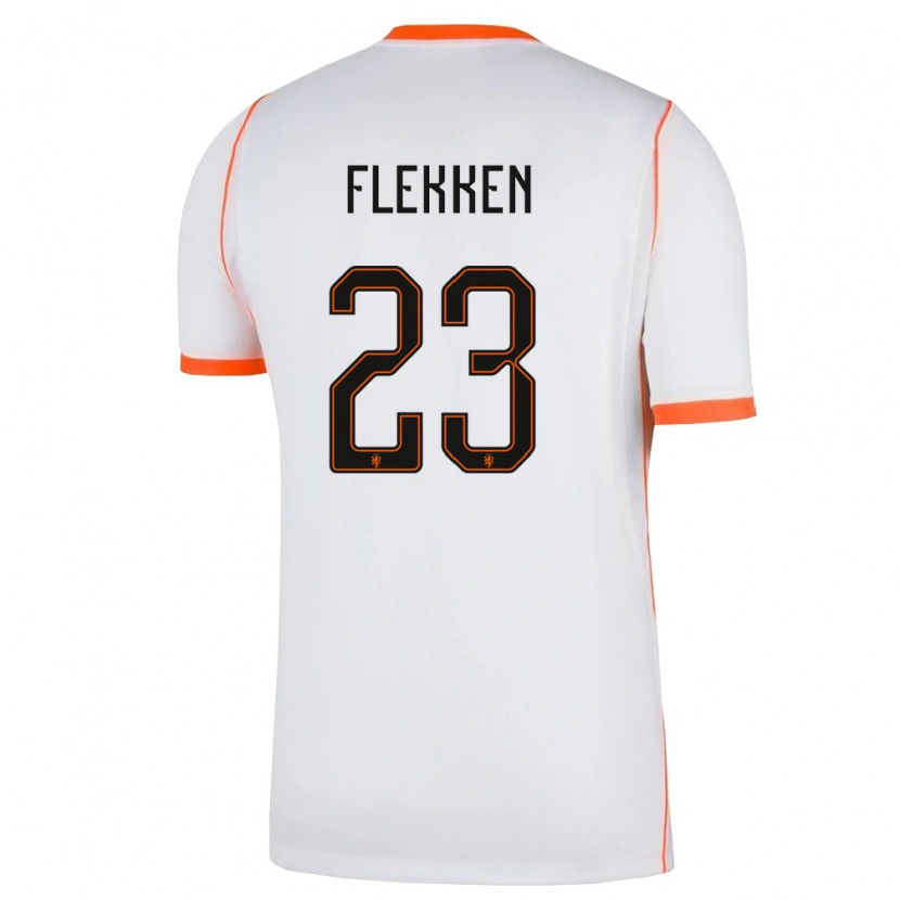 Danxen Mujer Camiseta Países Bajos Mark Flekken #23 Blanco Naranja 2ª Equipación 26-28 La Camisa México