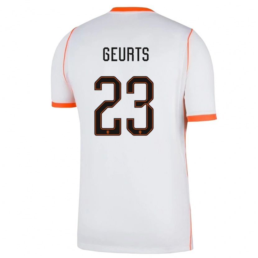 Danxen Mujer Camiseta Países Bajos Loes Geurts #23 Blanco Naranja 2ª Equipación 26-28 La Camisa México