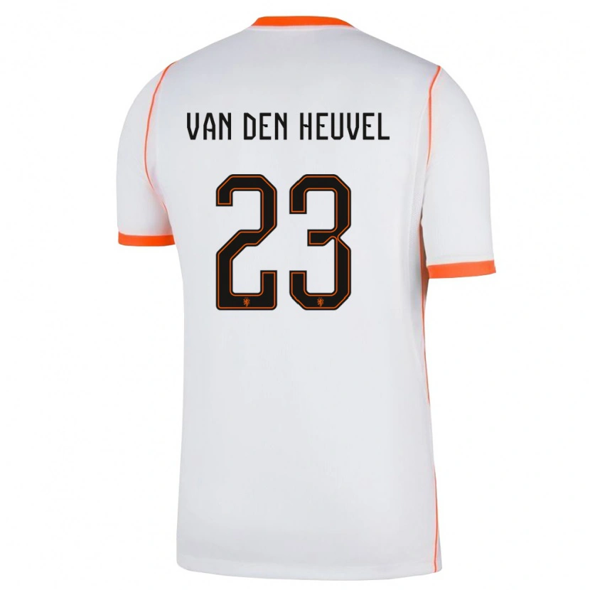 Danxen Mujer Camiseta Países Bajos Dani Van Den Heuvel #23 Blanco Naranja 2ª Equipación 26-28 La Camisa México