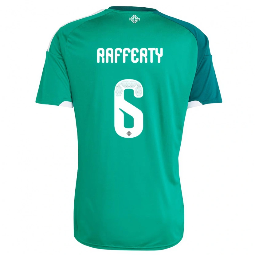 Danxen Niño Camiseta Irlanda Del Norte Laura Rafferty #6 Verde Blanco 1ª Equipación 26-28 La Camisa México