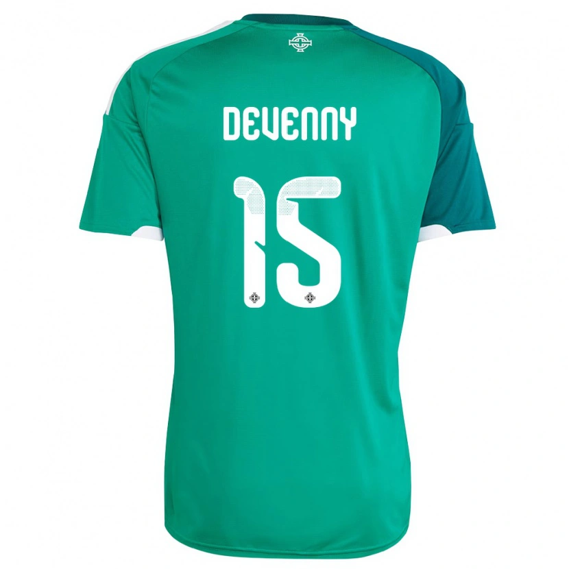 Danxen Niño Camiseta Irlanda Del Norte Justin Devenny #15 Verde Blanco 1ª Equipación 26-28 La Camisa México